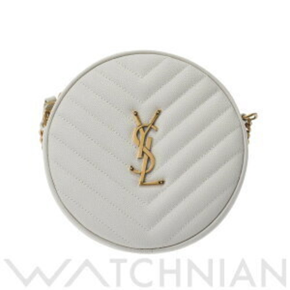 Saint Laurent Embossed Leather Shoulder Bag Vinyl White